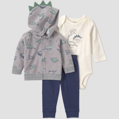 Carter's Just One You® Baby Boys' 3pc Long Sleeve Bodysuit, Pants and Hoodie Set - Gray 9M