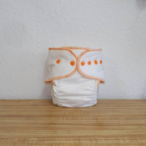 Fitted Large Cloth Diaper- 20 to 30 pounds- Basic Orange- (Inv #19000)