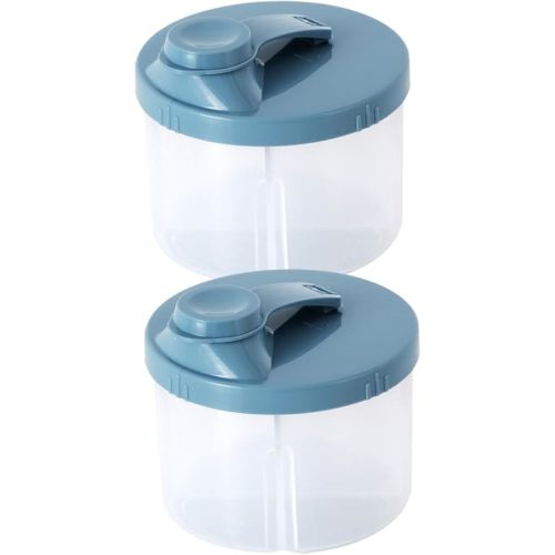 LIOOBO 2pcs Portable Milk Powder Dispenser Four-Compartment Formula Container for Leak Compact Design for Outdoor Use Grey-Blue Color