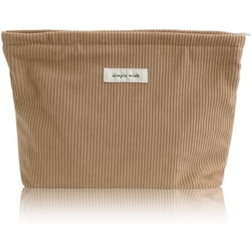 Wudygirl Corduroy Makeup Bag Cosmetic Bag for Women Cute Makeup Organizer Travel Makeup Pouch Toiletry Bag Aesthetic Handbag Pouches for Purse with Zipper (Camel)