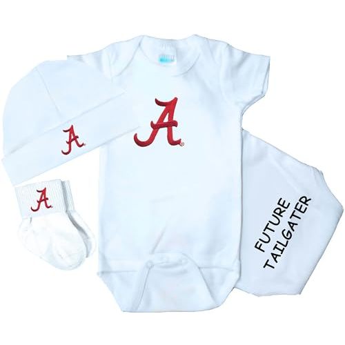 Future Tailgater Alabama Crimson Tide 3 Piece Baby Gift Set (bodysuit, cap and socks)