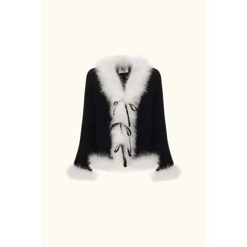 Venus in Love Blouse with Feathers in Black