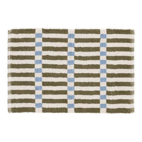 Cadence Laurel Green Offset Stripe Flatwoven Bath Mat