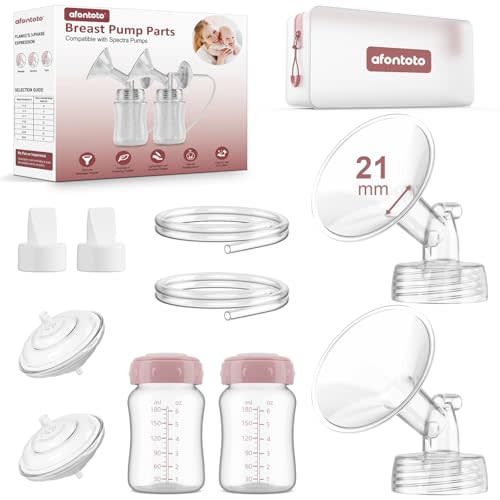 Pump Parts Compatible with Spectra S1/S2/9Plus/SG Breastpump, Full Set Replacement Parts for Spectra Include 21mm Flange,Duckbill Valve,Backflow Protector,Tube,Bottle, Not Original S1/S2 Accessories
