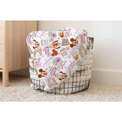 Personalized Disney Blanket Custom Name Blanket Minnie Mouse Blanket Disney Baby Blanket Minnie Blanket Disneyland Blanket Disney Trip Gift