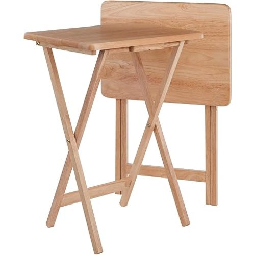 Winsome Alex Set of 2 Foldable Snack Tables, for Living Room, 26", Natural