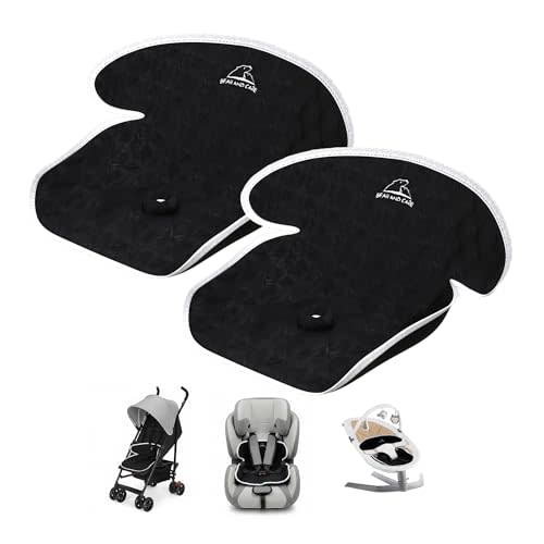Bear and Care - Piddle Pads - Strollers, Bouncers & Car Seat Pad, Waterproof & Machine-Washable Cover on Car Potty for Toddler Toilet Training (Black, Pack of 2)