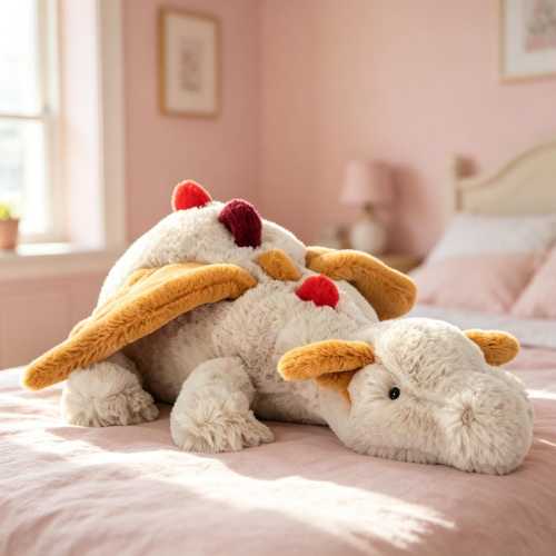 Jellycat Snow Dragon Plush Toy | Cute Cream Dragon with Golden Wings & Festive Spikes, Soft Cuddly Stuffed Animal, Perfect Winter Gift