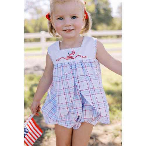 Proper Peony Girls Americana Plaid Patriotic Flag Bubble – Best Dressed Child