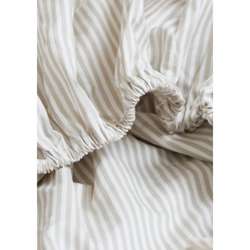 George Collective - 100% Stonewashed Cotton Fitted Bassinet Sheet - Natural Stripe - Onceit