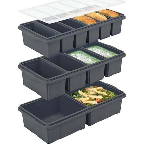 Silicone Freezer Tray With Lid - Soup Freezer Container Molds Set Makes 2-Cup & 1-Cup 1/2-cup Portions Cubes Perfect for preparing meals in different Portion Sizes Oven & Dishwasher-Safe