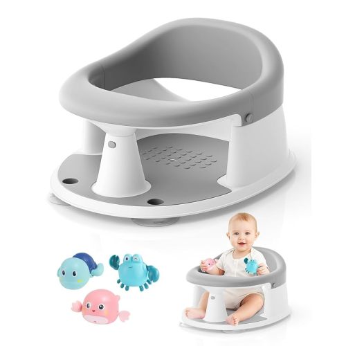 Baby Bath Seat for Babies 6 Months & Up, Bath Seats for Babies Sitting Up, 3 Baby Bath Toys, Open Design, Non-Slip, Compact Toddler Bath Seat.