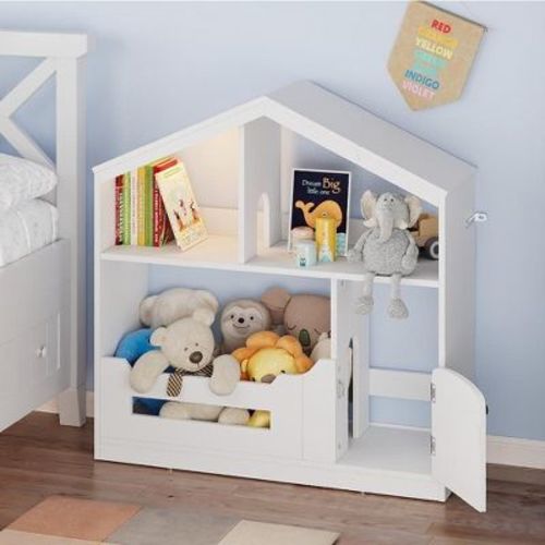 2-Tier Kids Bookshelf, Toy Storage Organizer with Motion Sensor Light, Wooden Book Shelf, Kids Book Rack for Kids Rooms, Classroom, Playing Room