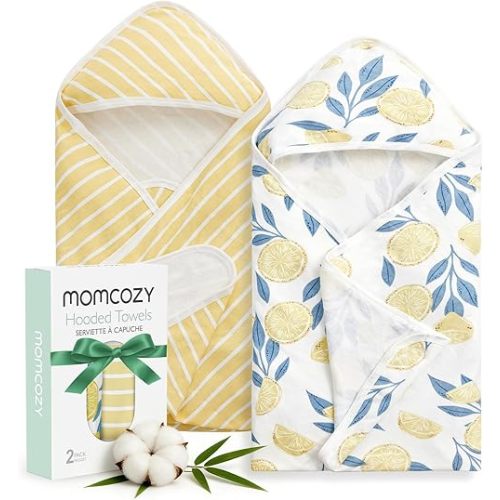 Momcozy Baby Towel with Hooded - Ultra Soft & Absorbent Large Bath Towel Set for Comfort & Gentle on Baby's Skin - Med Thick& Durable -Shower Gift & Bath Essential for Newborn, Infant, Toddler