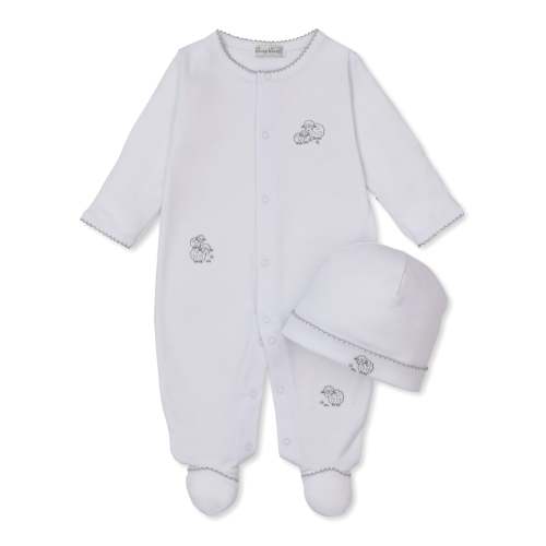 Sweet Sheep White/Silver Footie & Hat Set