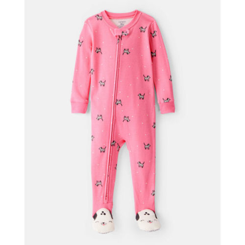 Baby Girl Dalmatian Print 100% Cotton Long-Sleeve 2-Way Zip 1-Piece Pajamas - Pink - Carter's | Carter's