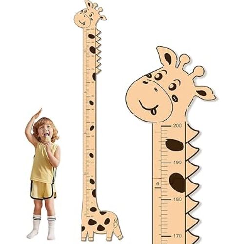 Adorable Giraffe Height Chart for Kids - No-Drill Growth Chart for Wall, Perfect as Kids Room Decor & Thoughtful Birthday Gift for Boys and Girls (Light Camel)