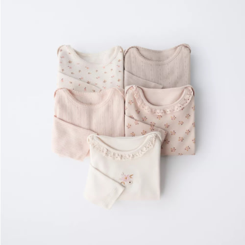 FIVE-PACK OF FLORAL PRINT BODYSUITS - Dusty pink | ZARA United States