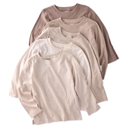 Butterblu London 5-Pack Long Sleeve T-Shirts 100% Organic Cotton for Baby, Toddler, Girls & Boys