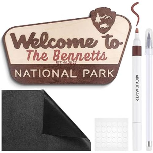 Luoyadee Personalized National Park Sign, Includes Name Template, Wood Camping Wedding Signs, National Park Family Name Sign Anniversary Valentines Day Christmas Gifts for newlyweds, Daughter, Son (Welcome to NATIONAL PARK)