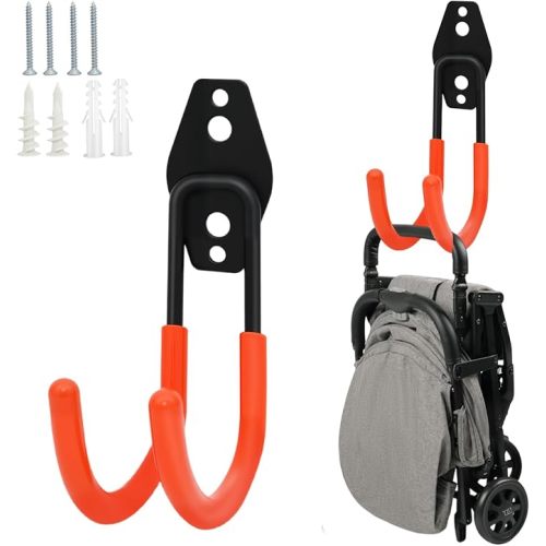 KEUYE Stroller Hanger with Anti-Slip Rubber,Wall Mount