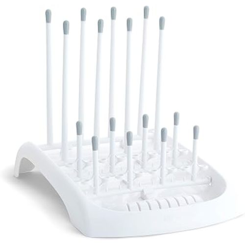 Munchkin Fold Baby Bottle Drying Rack - Compact Design Folds Flat for Easy Storage, White/Grey