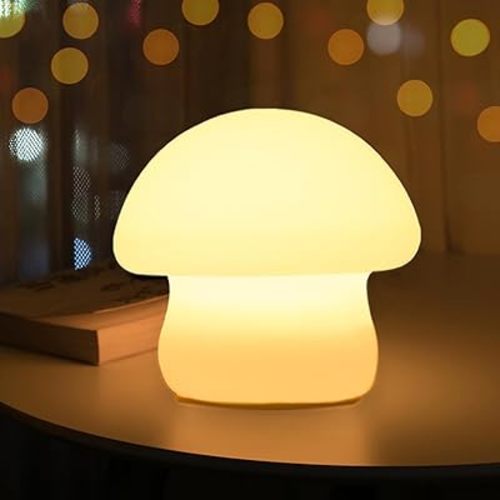 Jolie veilleuse LED en forme de champignon pour chambre d'enfant, chambre d'enfant, champignon en silicone spongieux à changement de couleur, rechargeable, veilleuse décorative pour chambre à