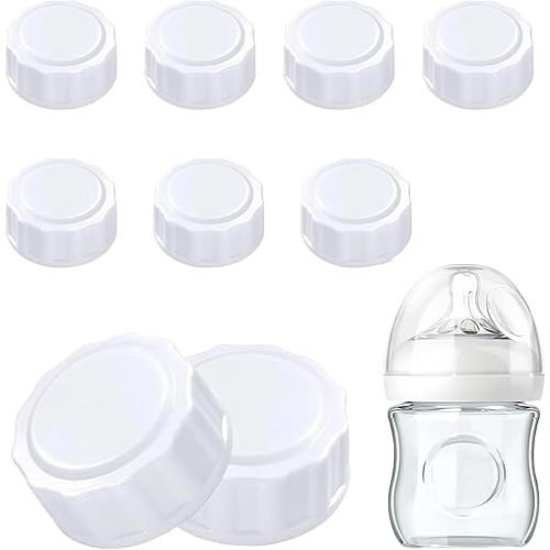 Travel Bottle Caps Compatible with Avent Bottles-Baby Bottle Lid-Bottle Lids Replacement-Travel Caps-Rewritable Sealing Discs for Avent Wide Mouth Bottles (9-PCs)