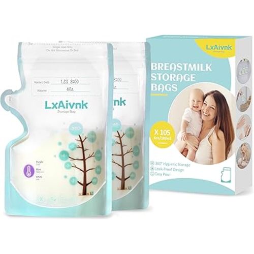 Breastmilk Storage Bag - 6oz(105 Count), 180ml Breast Milk Storage Bags Freezer, No Leak Milk Storage Bags breastmilk, Strength Thin Design,Breast Milk Bags for Breastfeeding Essentials