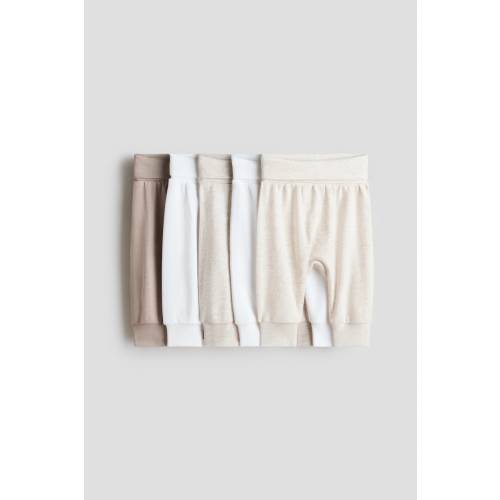 Beige/white 5-pack Foldover-Waist Pants for kids | H&M US