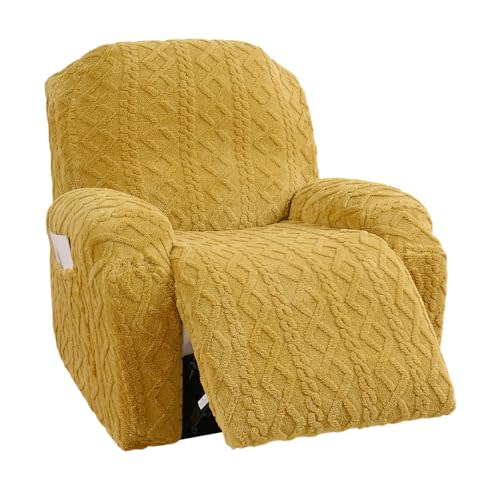 Eco-Ancheng Recliner Slipcovers 4-Pieces Recliner Chair Covers Lazy Boy Chair Covers Stretch Recliner Couch Covers Fitted Non Slip Reclining Slipcovers Furniture Protector for Recliner with Pocket,t29