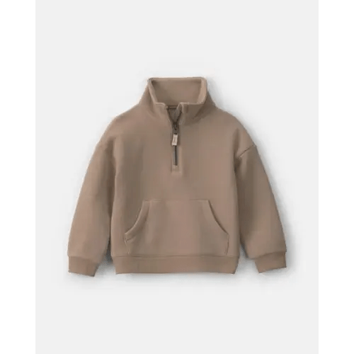 Toddler Girl Fleece Pullover Quarter Zip Sweatshirt - Brown | Carter's