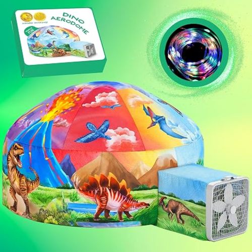 W&O Dinosaur Inflatable Fort with LED Lights - Fan Not Included