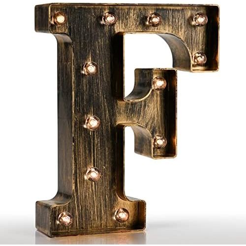 Pooqla Vintage Light Up Marquee Letters with Lights – Illuminated Industrial Style Lighted Alphabet Letter Signs - Coffee Bar Apartment Bedroom Wall Home Initials Decor A-Z