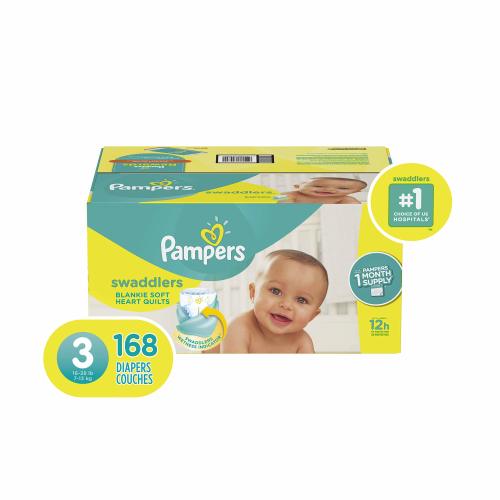 Pampers Swaddlers Disposable Baby Diapers Size 3, 168 Count, ONE MONTH SUPPLY