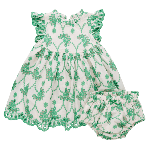 Baby Girls Cynthia Dress Set - Kelly Green Eyelet – Pink Chicken