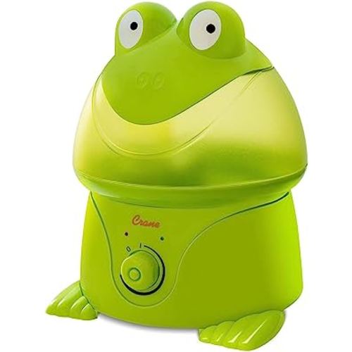 Crane Ultrasonic Cool Mist Animal Humidifier for Kids Bedroom and Nursery, 1 Gallon Easy Clean, Adjustable Settings, Frog Humidifier