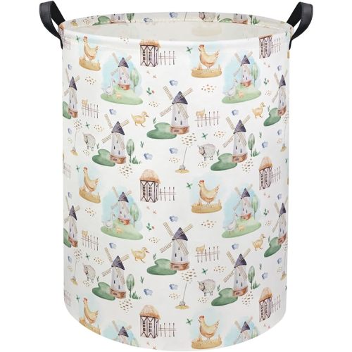HIYAGON Kids Baby Laundry Basket Boys Baby Laundry Hamper Dirty Clothes Organizer Toy Storage Bin Nursery Hamper for Bedroom Room Decor(Farm)