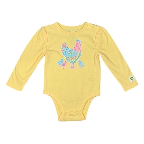 John Deere Infant Girl's Patchwork Chicks Long Sleeve Bodysuit