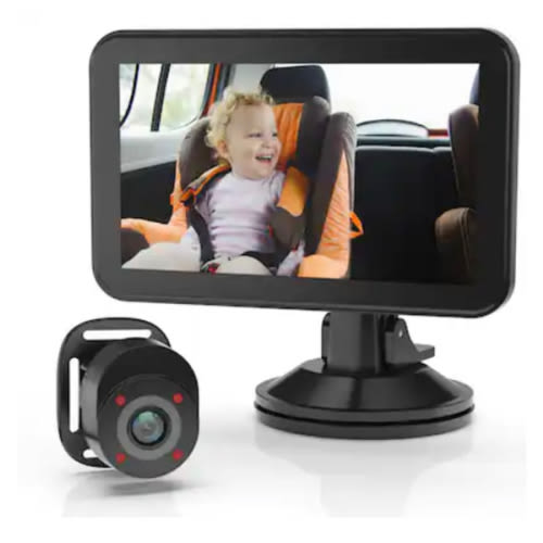 Rexing - BC500 In-Car Baby Cam with Monitor – HD 1080p & Infrared Night Vision - Black