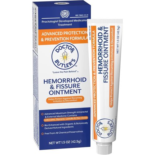 Doctor Butler's Advanced Hemorrhoid & Fissure Ointment – Lidocaine Hemorrhoid Treatment and Fissure Treatment Extra Strength Formula, Heals and Provides Fast Pain and Itch Relief* (1.5 oz.)