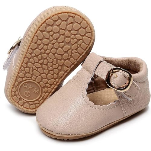 HONGTEYA Infant Baby Girls Mary Jane Flats Non Slip for Toddler First Walkers Soft Sole PU Leather Crib Shoes Sneaker Wedding Party Christmas Princess Dress Shoes Baby Moccasins Girls
