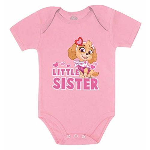 Tstars Paw Patrol Skye Little Sister Bodysuit Newborn Baby Girl Outfit | Soft licensed Skye bodysuit; great for little sister reveal, coming home, matching sibling, newborn girl gift