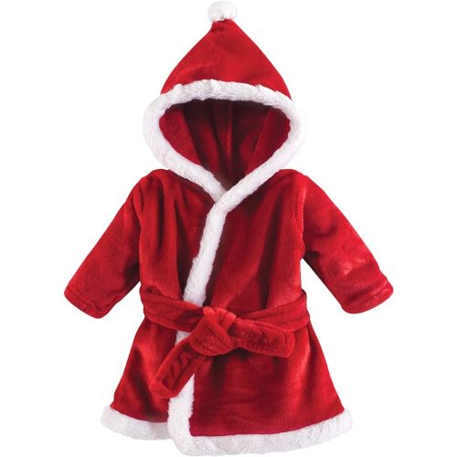 Hudson Baby Unisex Baby Plush Animal Face Bathrobe, Santa, 0-9 Months