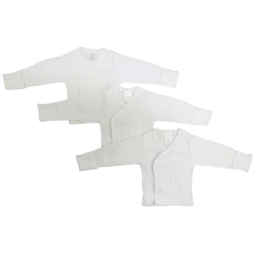 Bambini White Long Sleeve Side Snap Shirt With Mitten Cuffs, 3pk (Baby Boys Or Baby Girls, Unisex)
