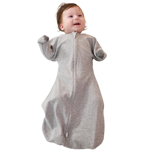 ZIGJOY Baby Transitional Swaddles for Newborns: 0.5 Tog Arms Up Sleep Sack 3-6-12 Months Soft Cotton Shark Fin 2 Way Zipper