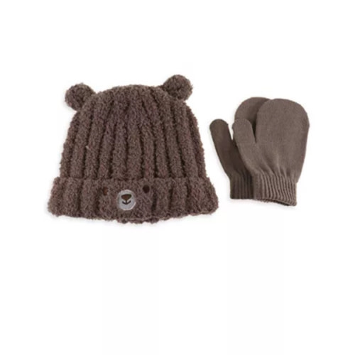 Boys' Bear Rib Knit Cuff Hat & Mitten Set - Baby