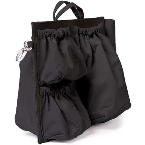 – Mini Tote Organizer (9.5x9x4”) – 6 Pockets for Changing Bag, Handbag, Backpack (Mini Black)