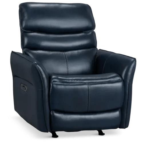 Preston Dark Blue Lthr/vinyl Power Recliner With Heat And Massage | Living Room - Recliners | City Furniture