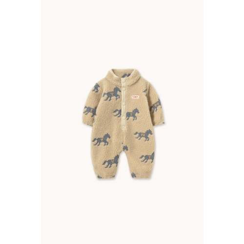 Tiny Cottons AW26-251 Horses Sherpa One-Piece Vanilla 3m | Milomoo Baby